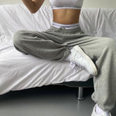 Drawstring Waist Seam Elastic Waist Sports Pants